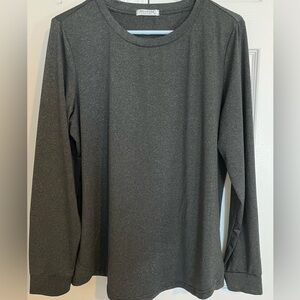 Pinspark Crewneck Long Sleeve Tee in Charcoal Speckle size XL